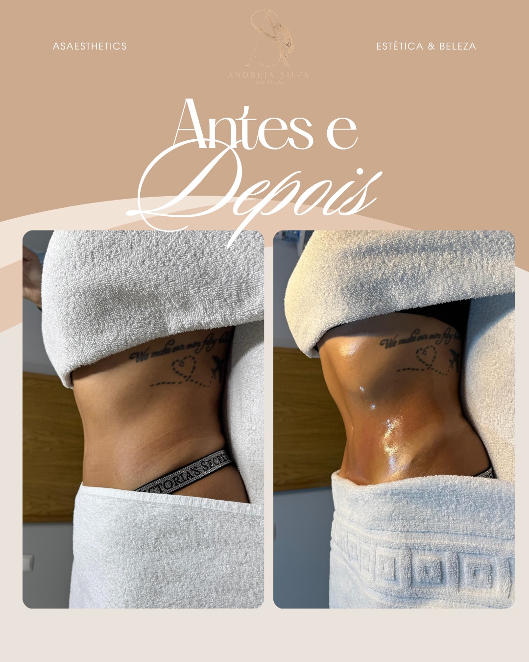 Antes e depois — redução de medidas
